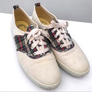 Vintage 80’s canvas plaid Keds preppy academia sneakers tennis shoes 7.5